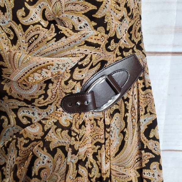 Lauren Ralph Lauren Dress Womens 6 Paisley Crinkle Georgette One Shoulder Gown - Picture 4 of 12
